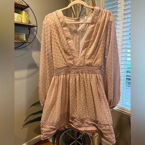 Mauve Pink Swiss Dot Dress